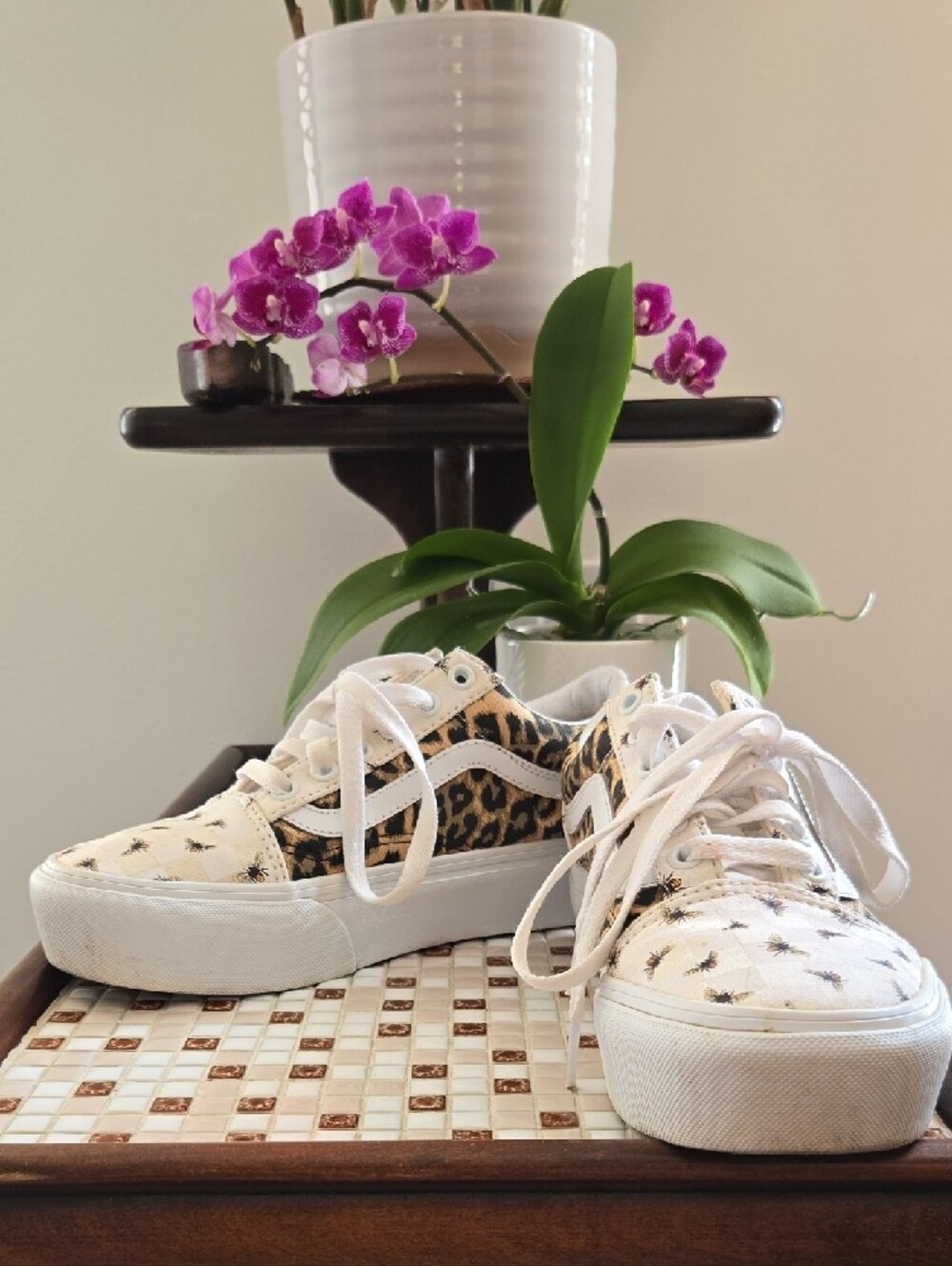 Vans Old Skool Platform Leopard Panels and Bee Print Size 6.5 - Picture 6 of 9